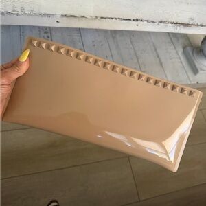 Nude Patent Pyramid-Trim Clutch